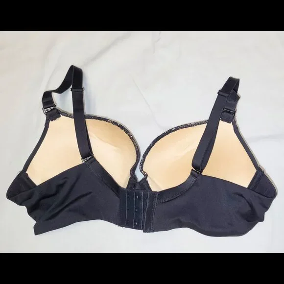 Women's 38A Push Up Padded Lift Support Underwire Add 2 Cup Plunge Bra Black - Picture 3 of 9